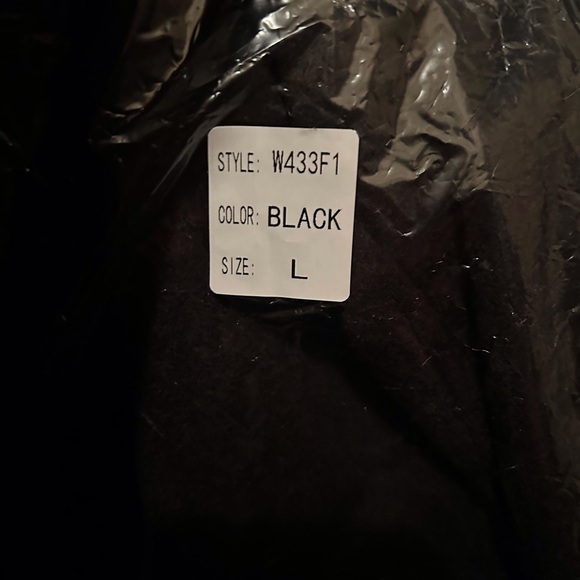 Black double button up long fleece coat - Picture 4 of 5